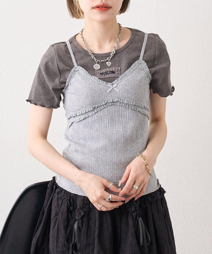 w closet 隨機羅紋蕾絲吊帶上衣