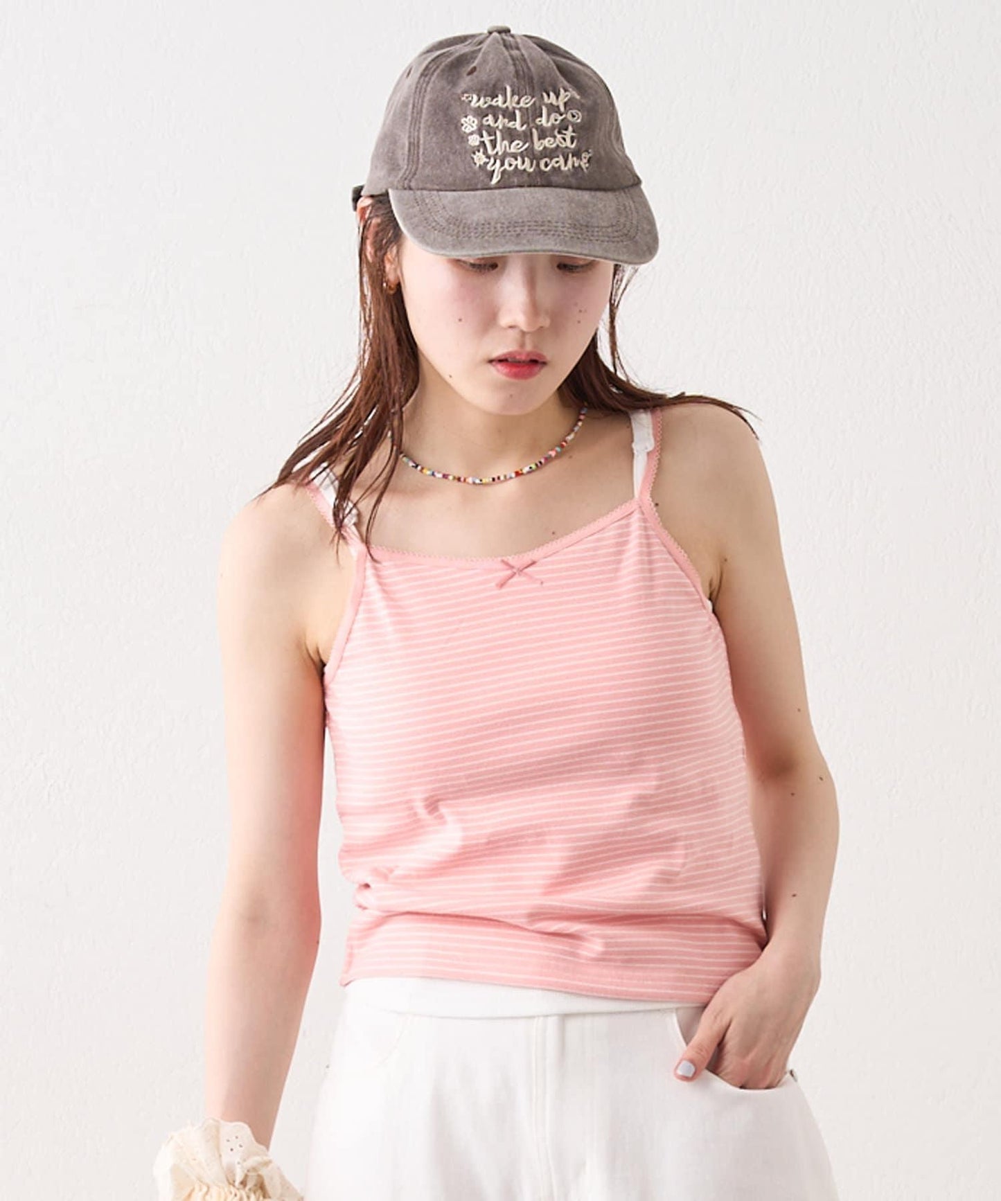 w closet 條紋蕾絲吊帶背心