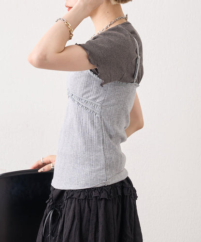 w closet 隨機羅紋蕾絲吊帶上衣