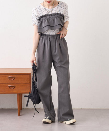 w closet 花卉蕾絲提花短袖T恤