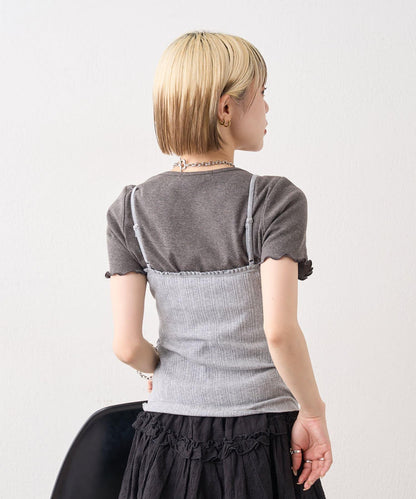 w closet 隨機羅紋蕾絲吊帶上衣