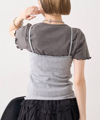 w closet 隨機羅紋蕾絲吊帶上衣