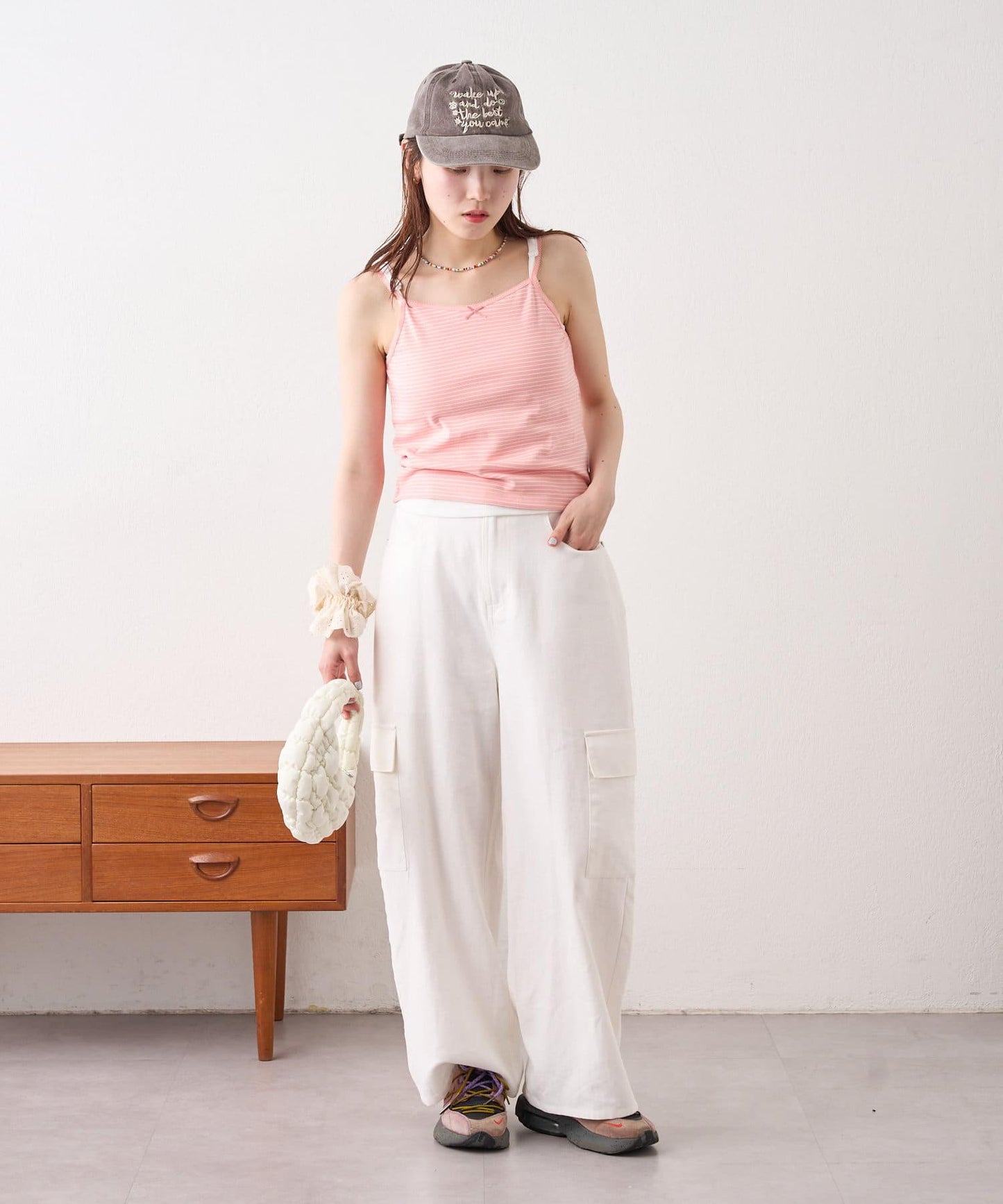 w closet 條紋蕾絲吊帶背心