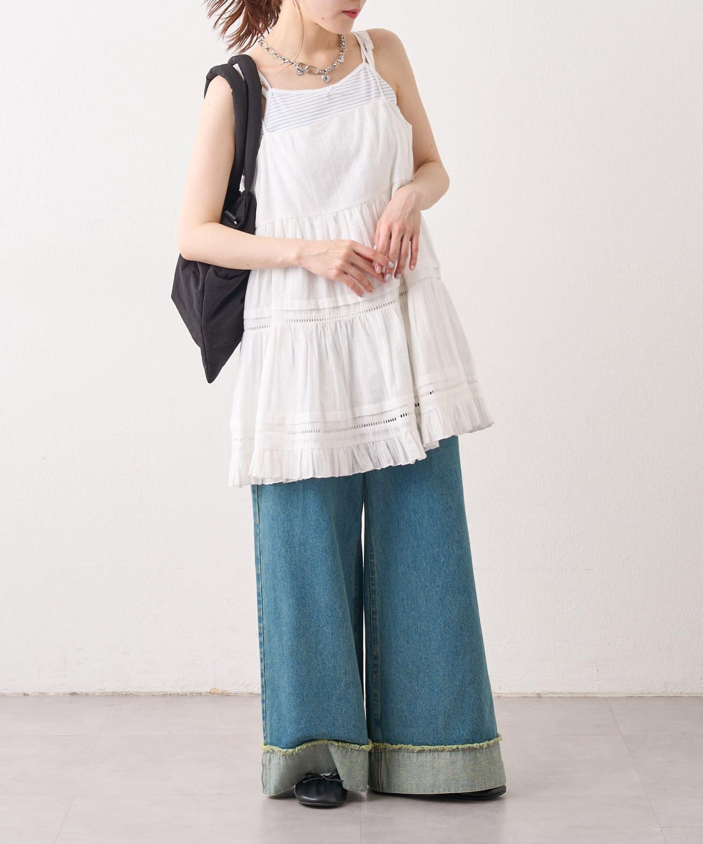 漸變色闊腿牛仔褲