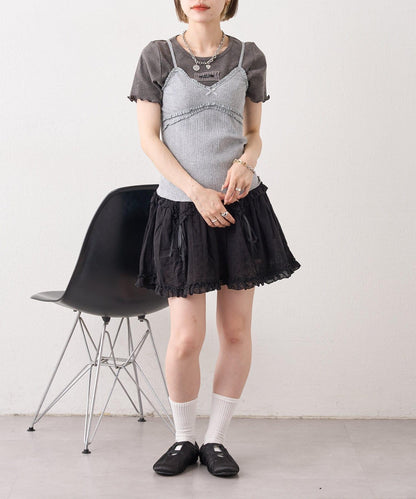 w closet 隨機羅紋蕾絲吊帶上衣