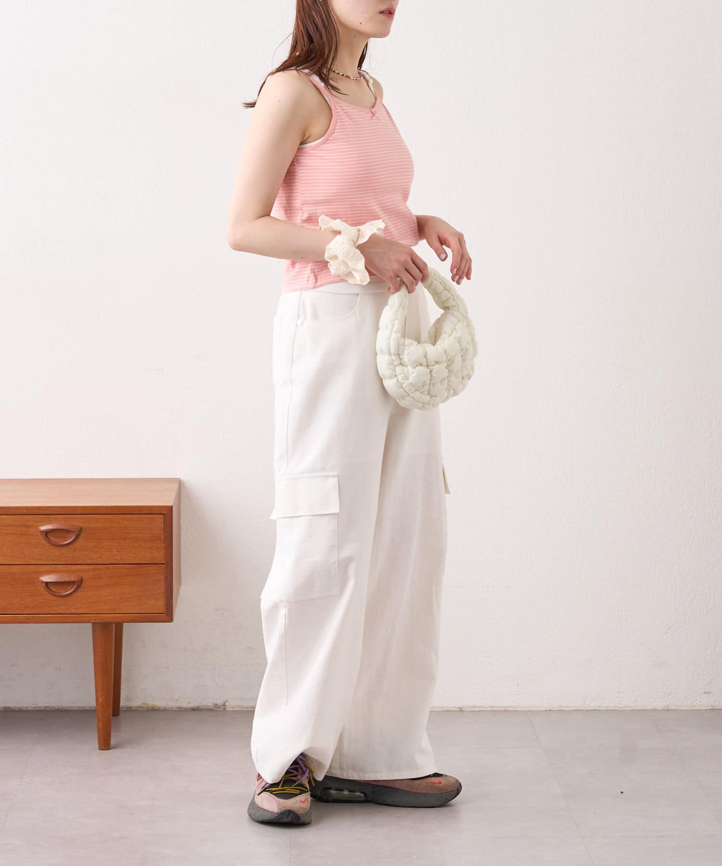 w closet 條紋蕾絲吊帶背心