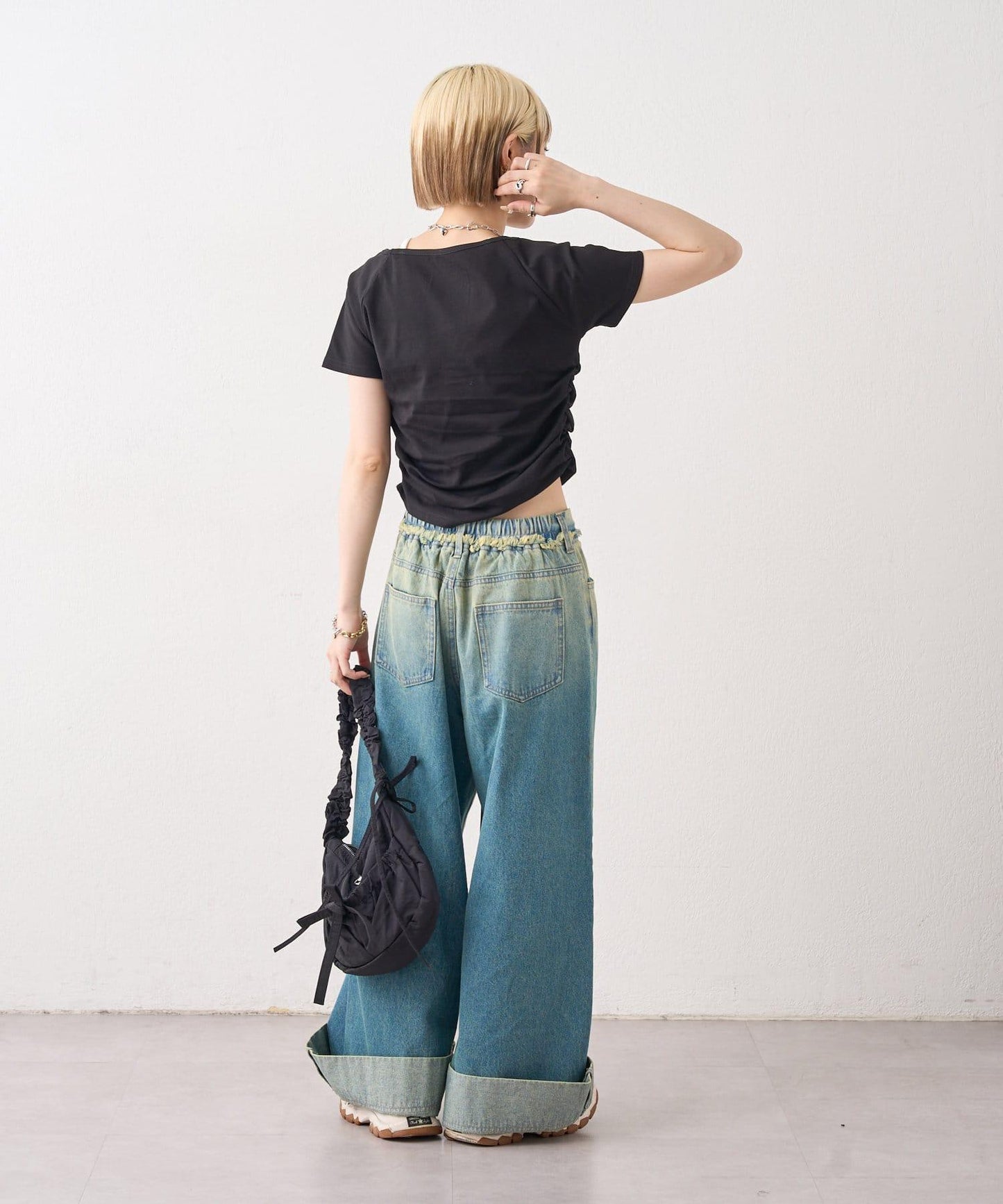 漸變色闊腿牛仔褲