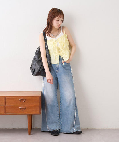 w closet 隨機羅紋蕾絲吊帶上衣