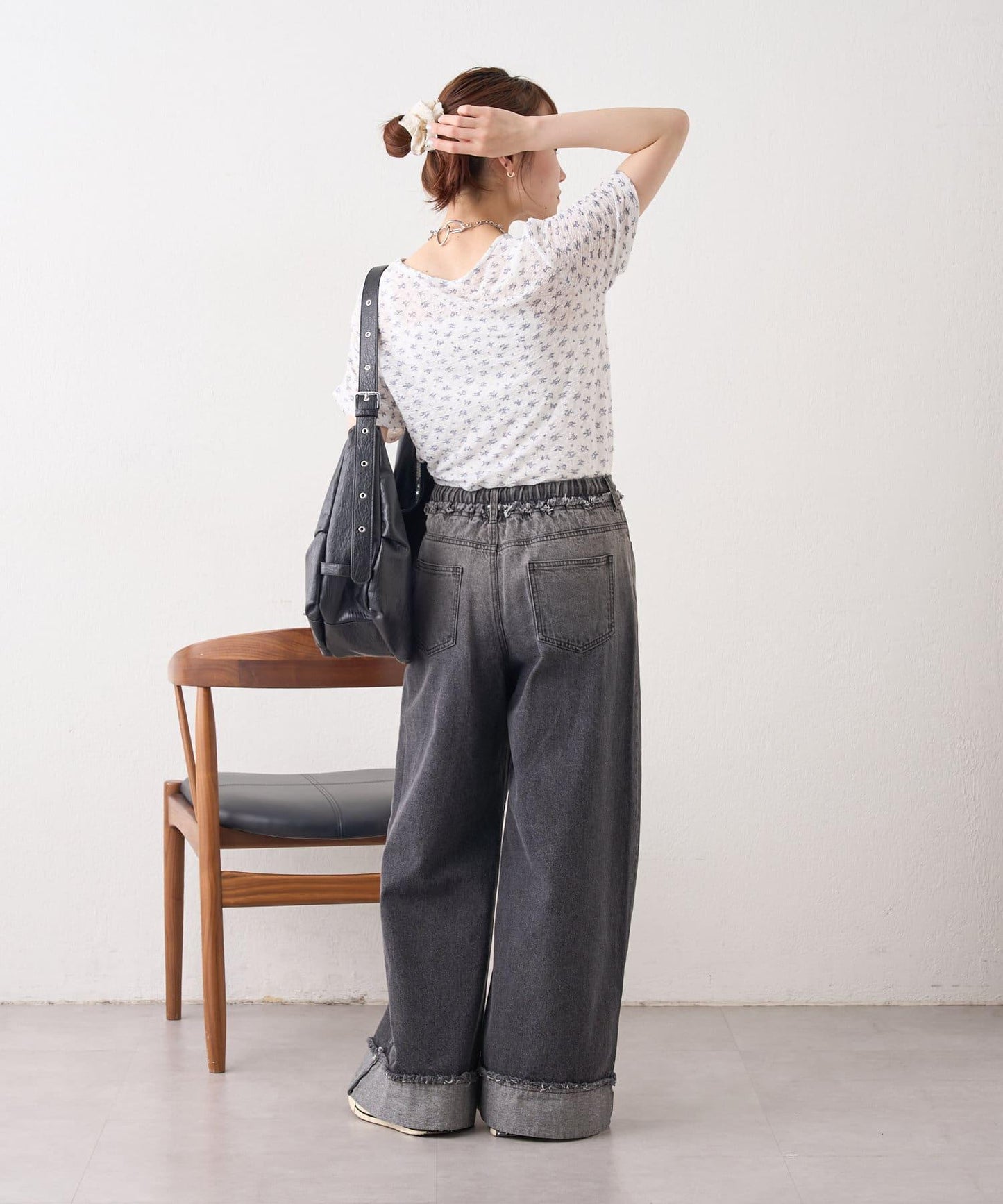 漸變色闊腿牛仔褲