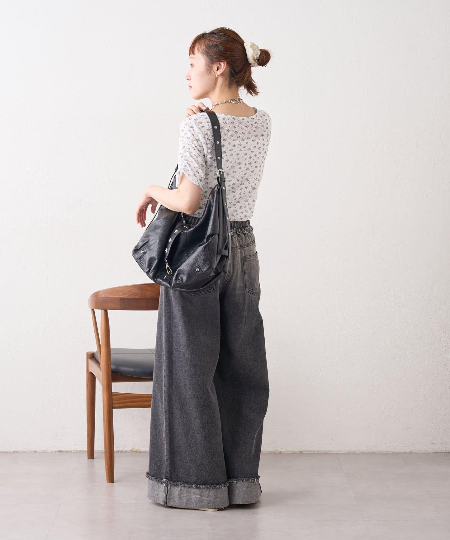 w closet 花卉蕾絲提花短袖T恤