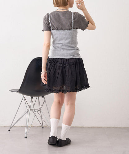 w closet 隨機羅紋蕾絲吊帶上衣