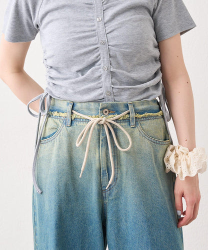 漸變色闊腿牛仔褲