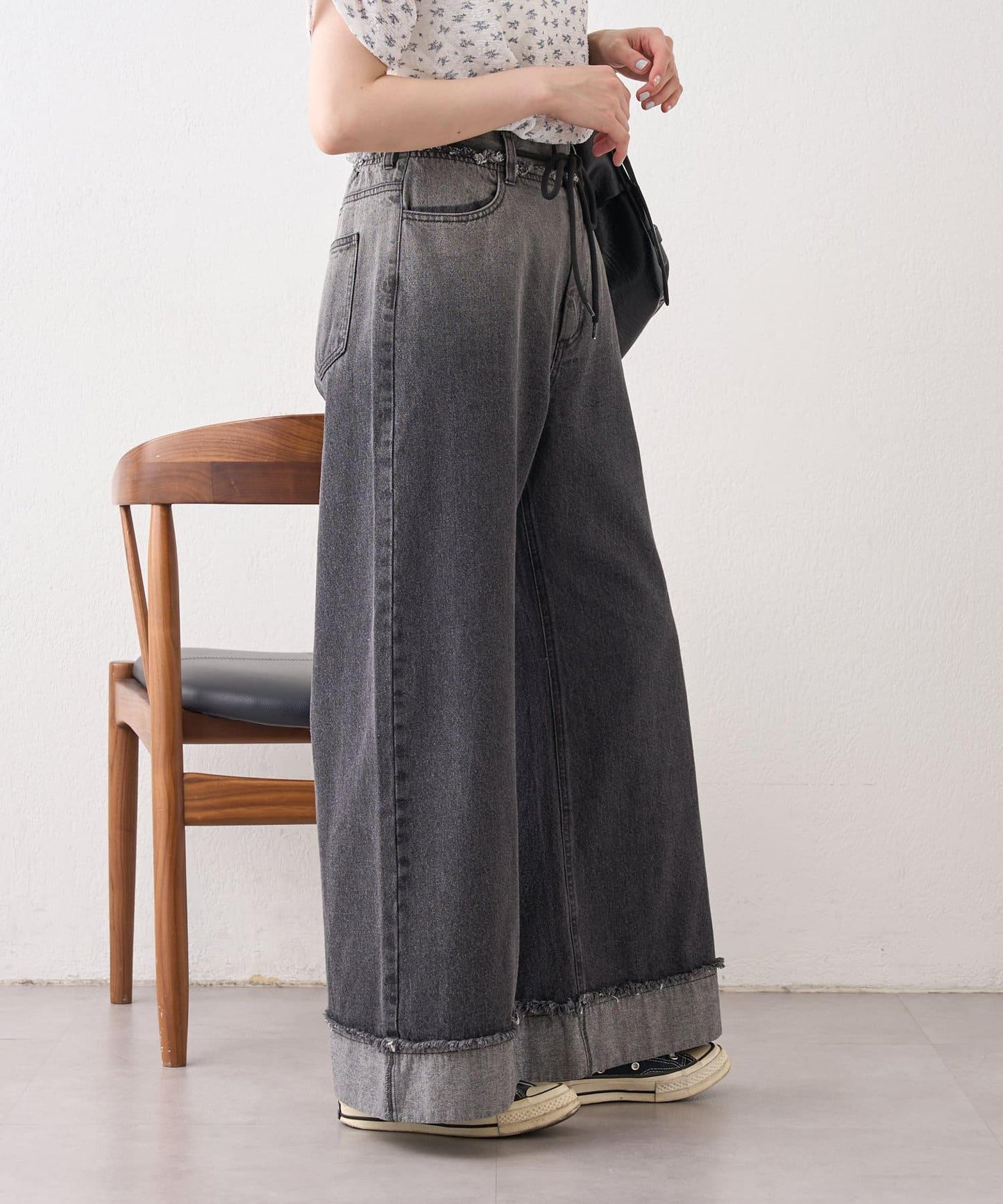 漸變色闊腿牛仔褲