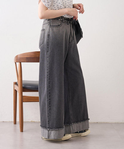 漸變色闊腿牛仔褲