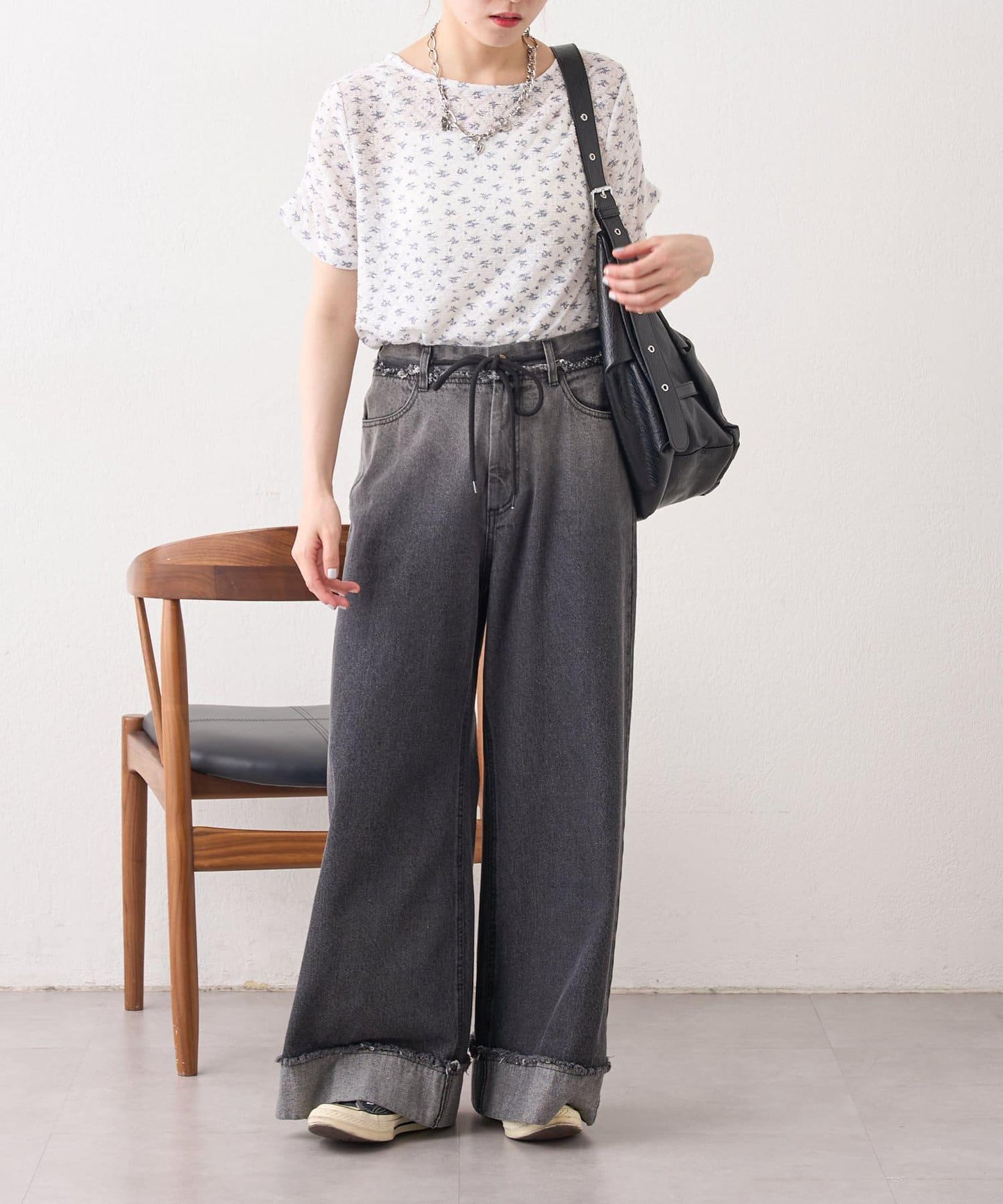 漸變色闊腿牛仔褲