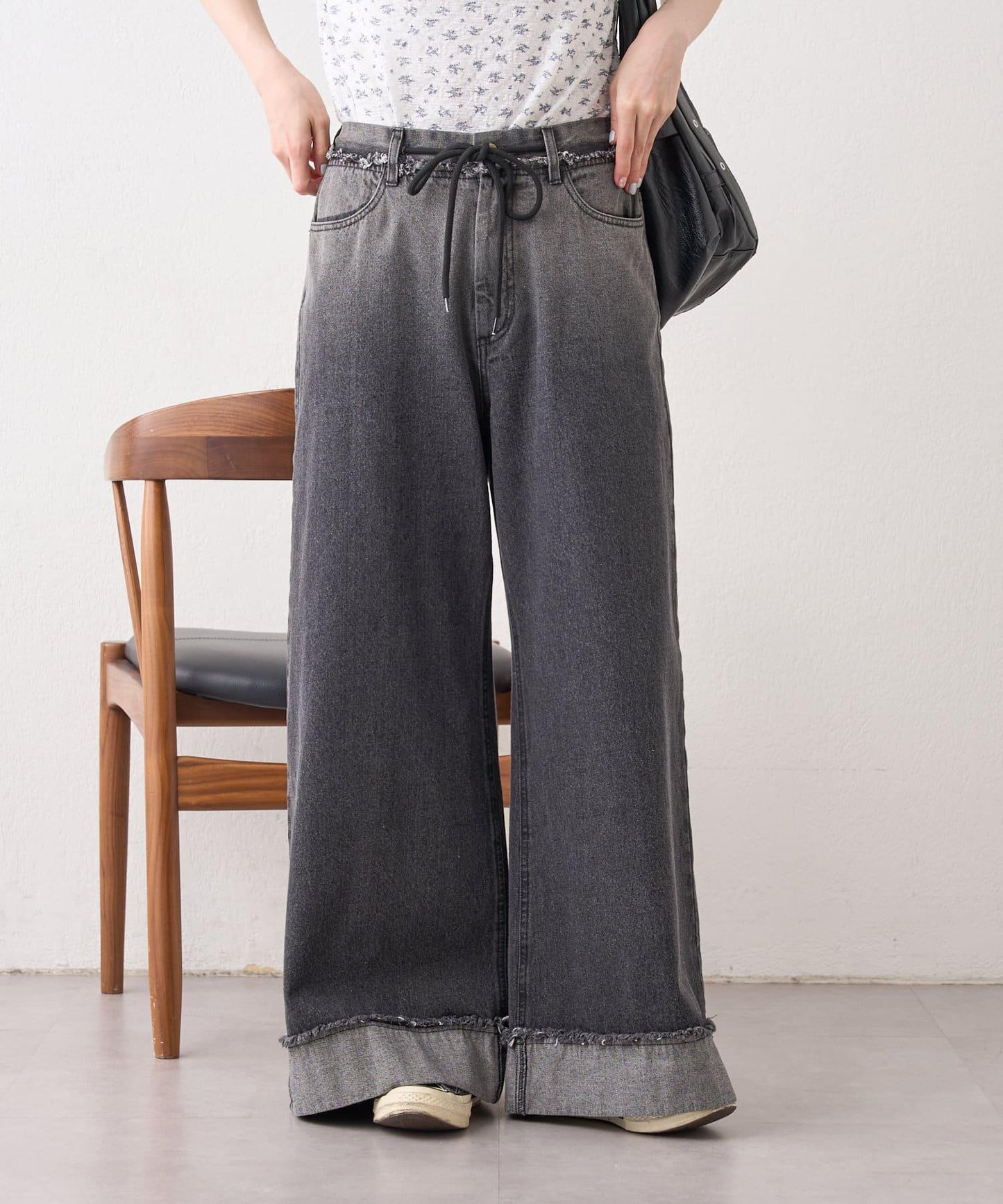 漸變色闊腿牛仔褲