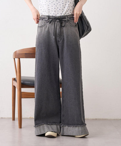 漸變色闊腿牛仔褲