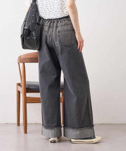 漸變色闊腿牛仔褲