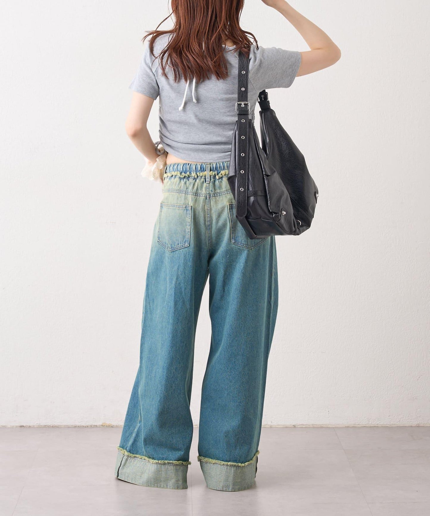 漸變色闊腿牛仔褲