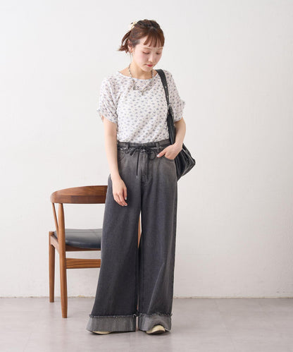 漸變色闊腿牛仔褲