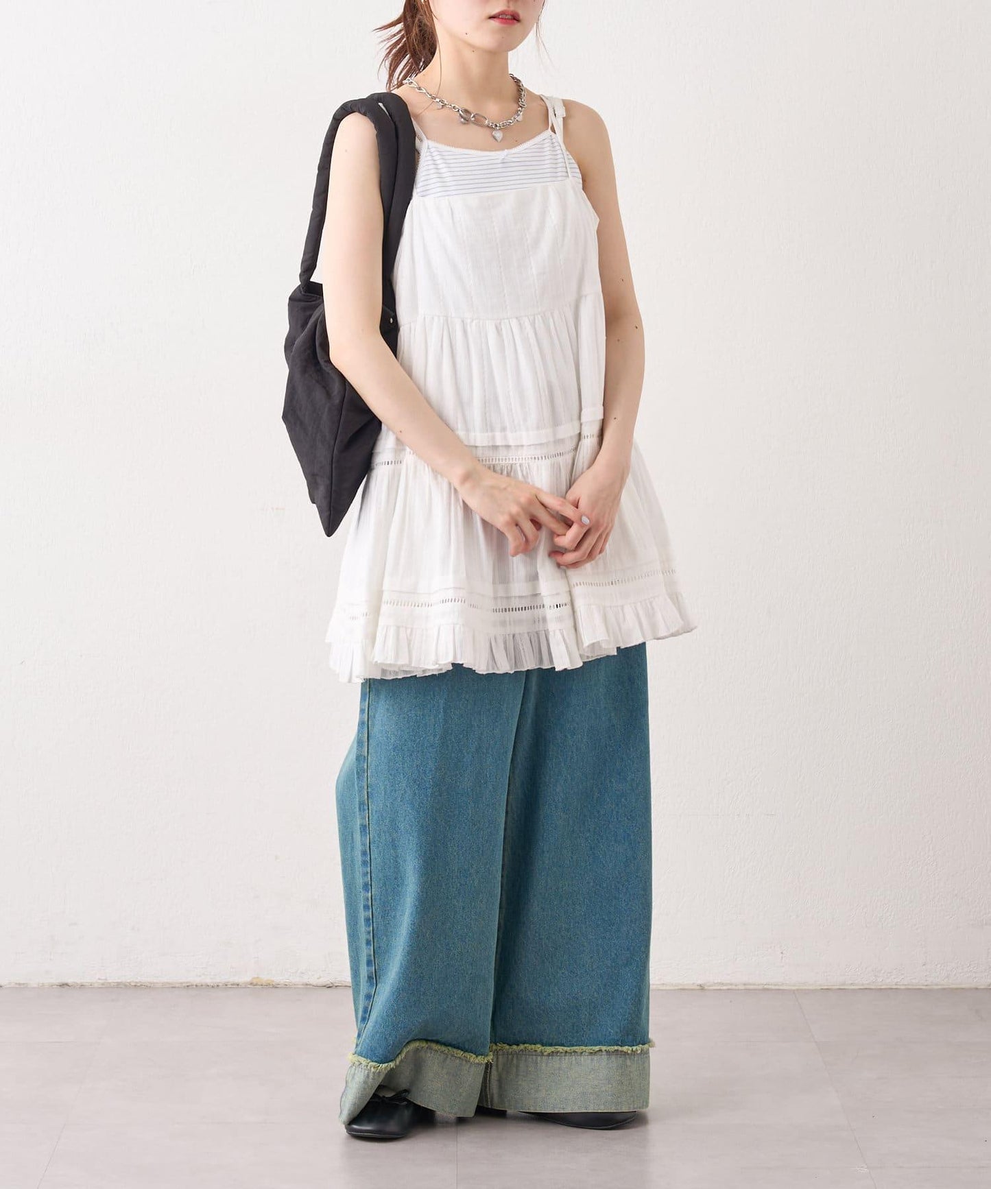 漸變色闊腿牛仔褲