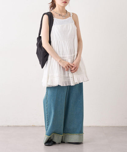 漸變色闊腿牛仔褲