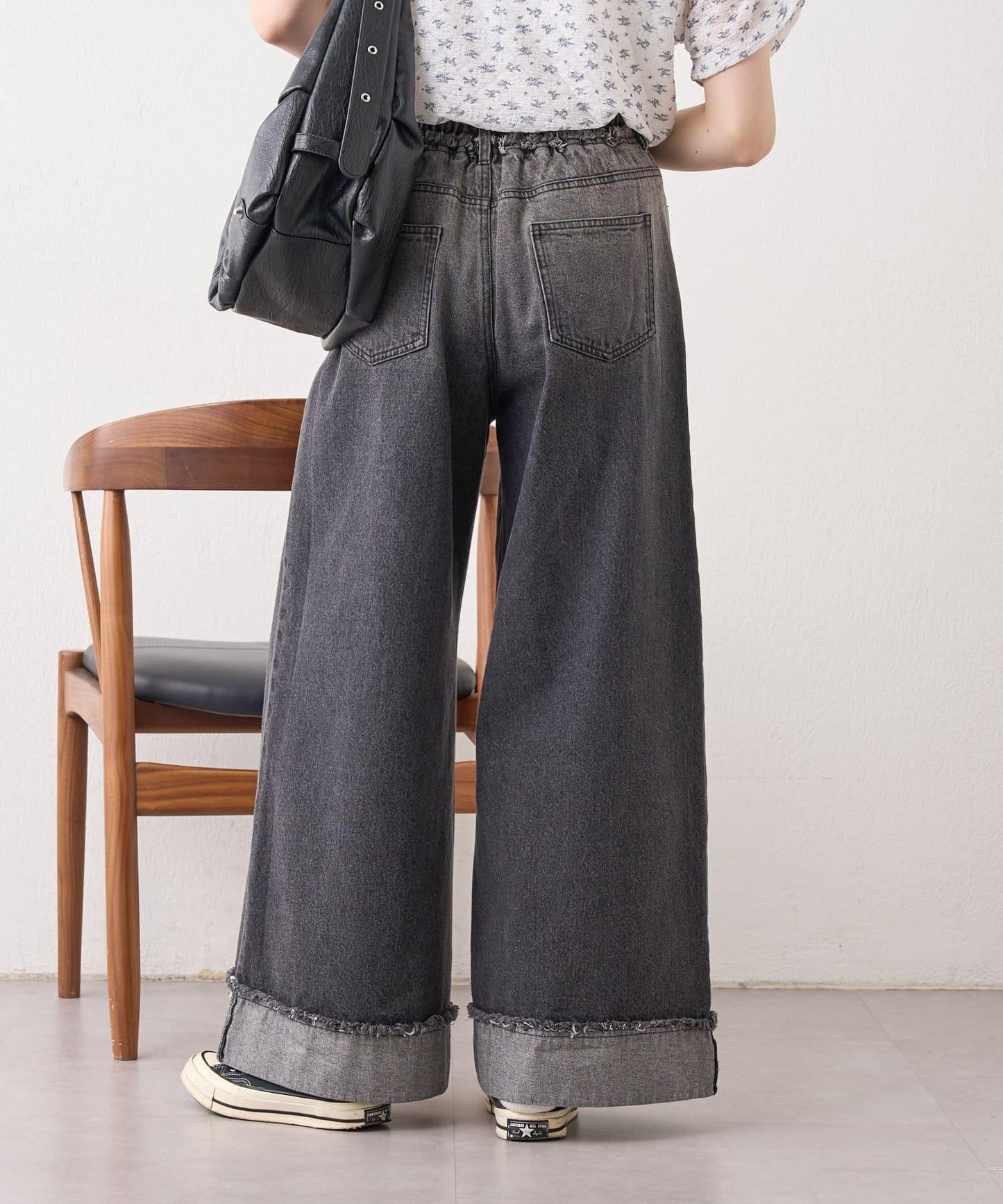 漸變色闊腿牛仔褲