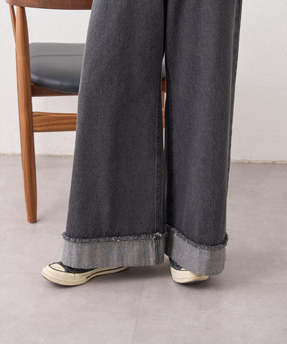 漸變色闊腿牛仔褲