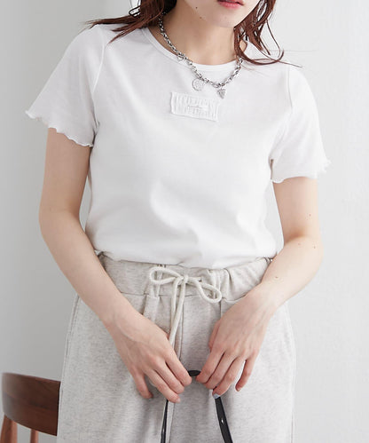 w closet 荷葉邊領羅紋T恤