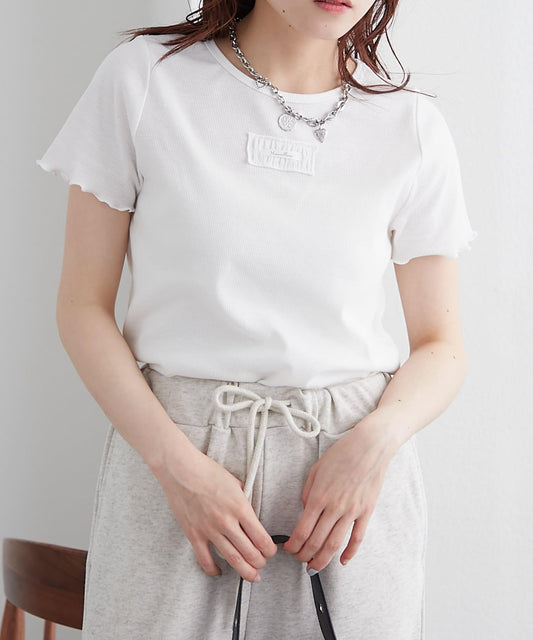 w closet 荷葉邊領羅紋T恤