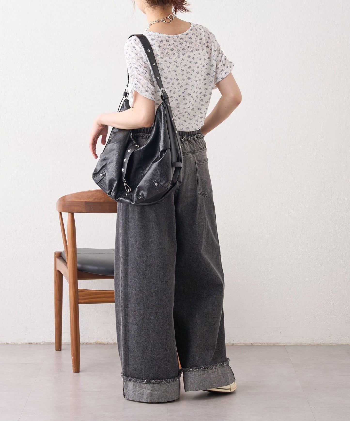 漸變色闊腿牛仔褲