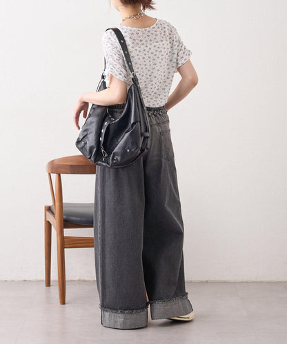 漸變色闊腿牛仔褲