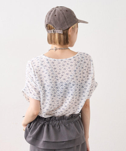 w closet 花卉蕾絲提花短袖T恤