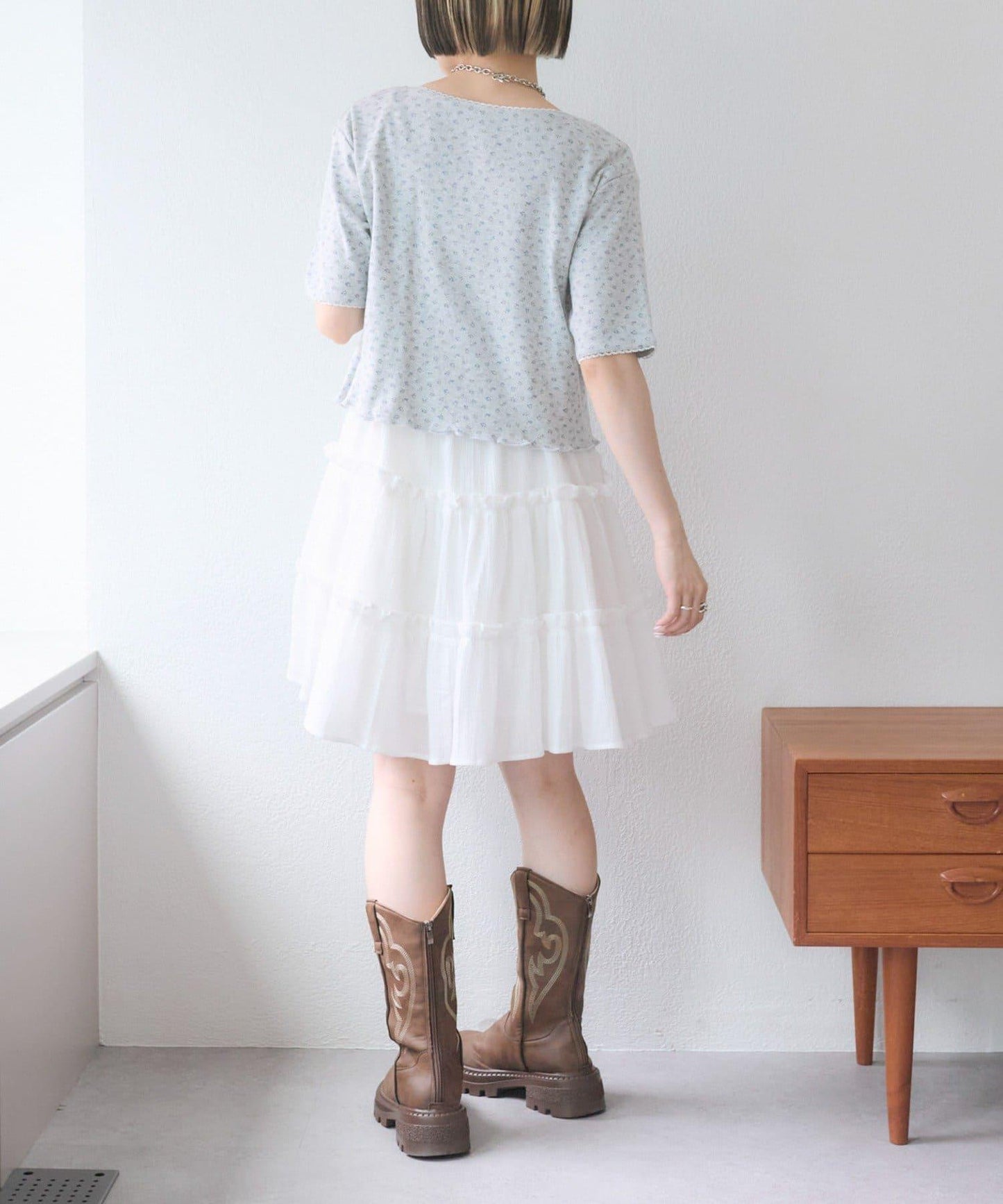 花卉圖案針織開衫+吊帶套裝