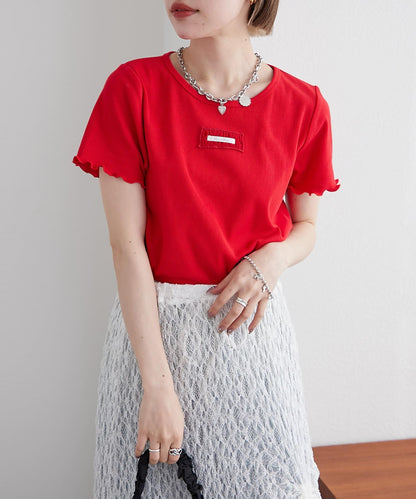 w closet 荷葉邊領羅紋T恤