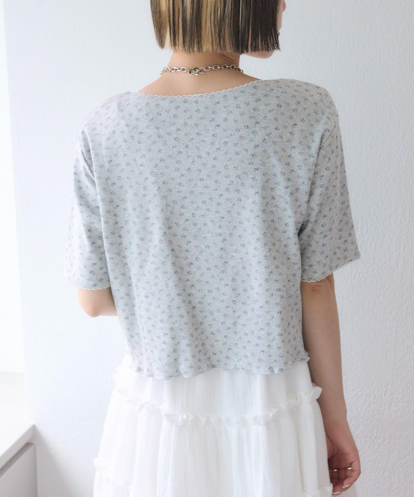 花卉圖案針織開衫+吊帶套裝