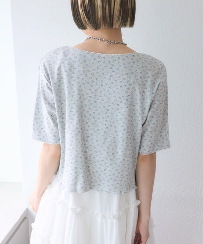 花卉圖案針織開衫+吊帶套裝