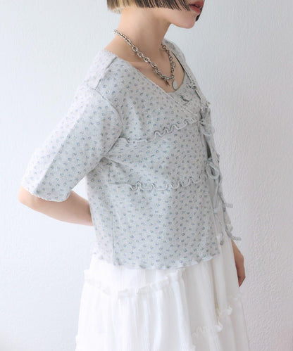 花卉圖案針織開衫+吊帶套裝