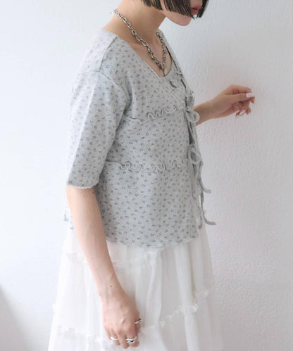 花卉圖案針織開衫+吊帶套裝