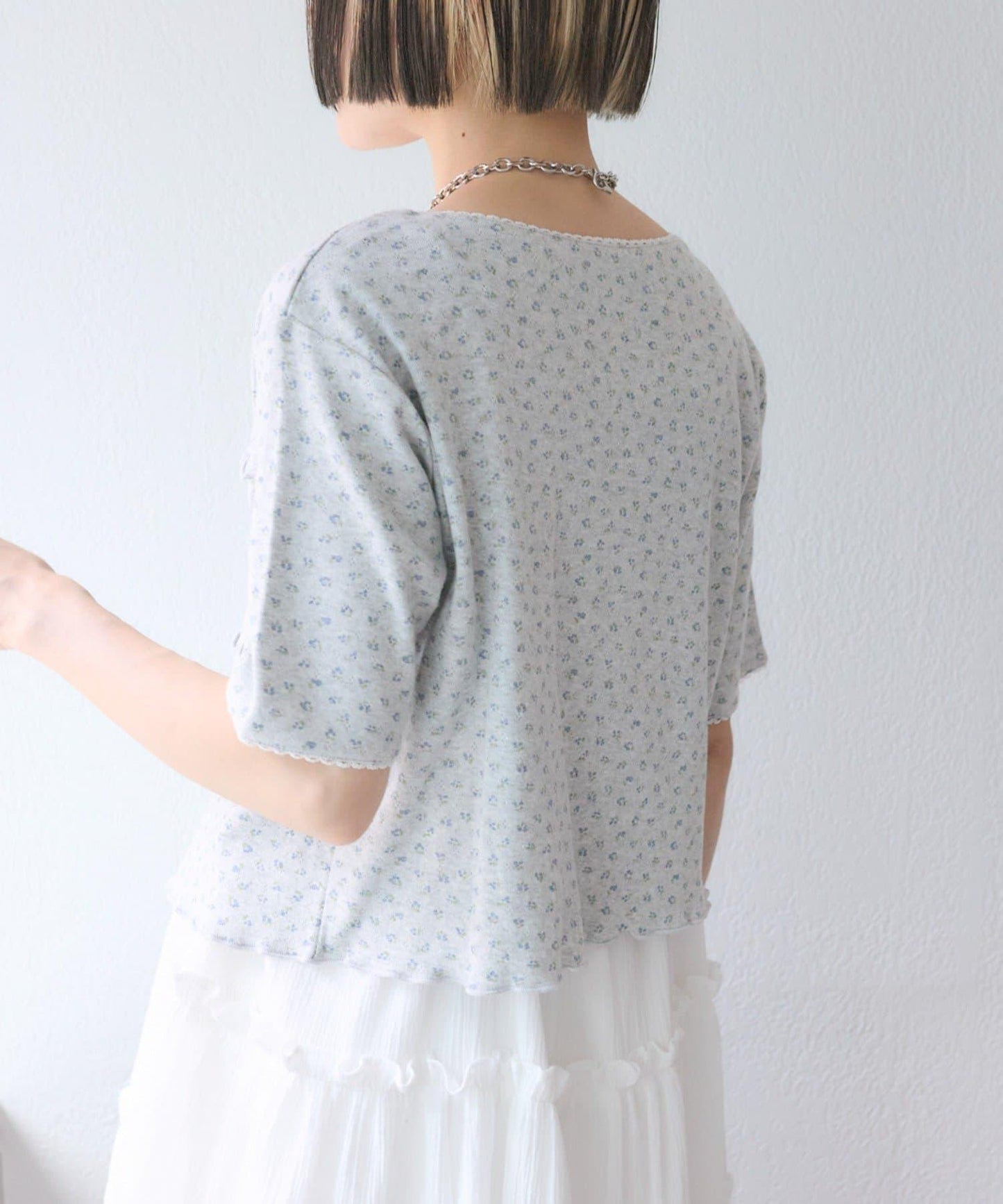 花卉圖案針織開衫+吊帶套裝