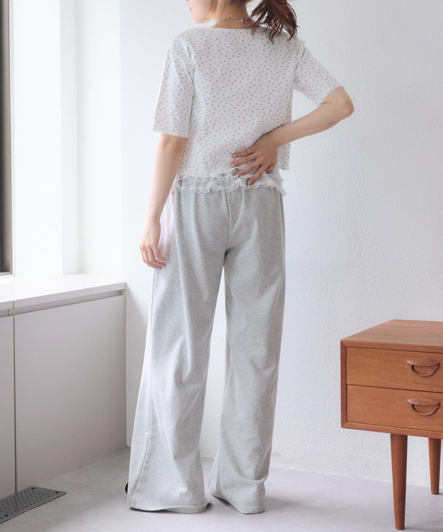 花卉圖案針織開衫+吊帶套裝