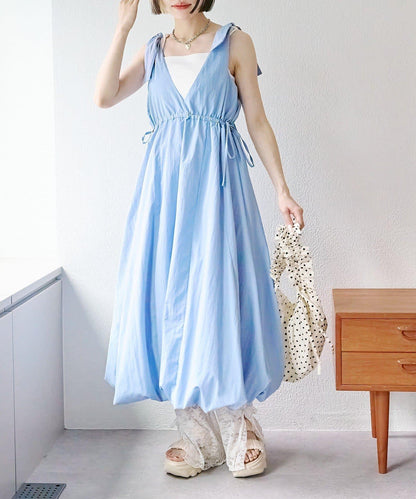 肩部蝴蝶結 蓬鬆廓形 連衣裙