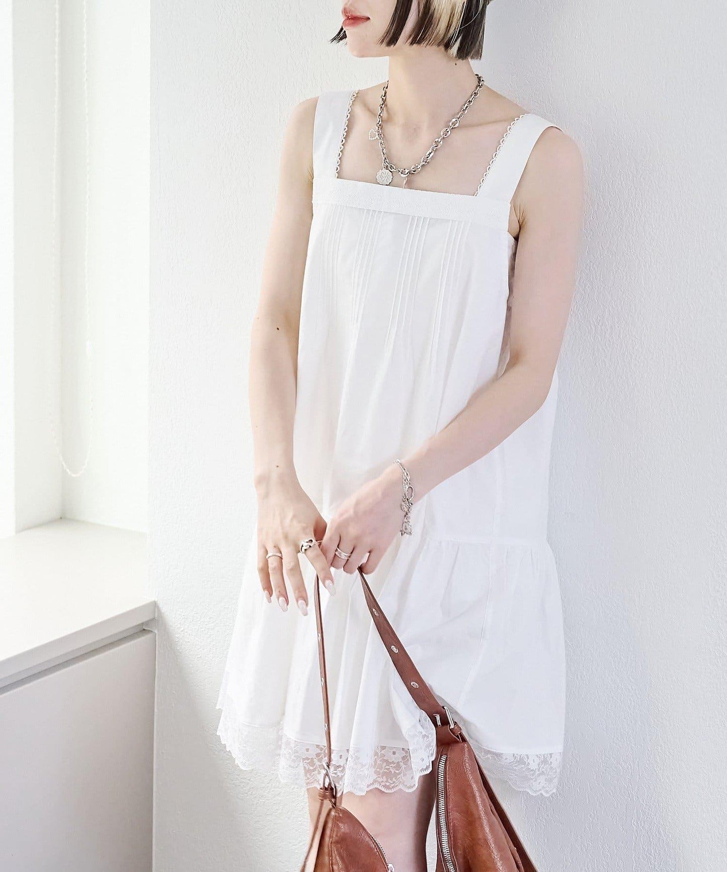 w closet 復古蕾絲迷你連衣裙