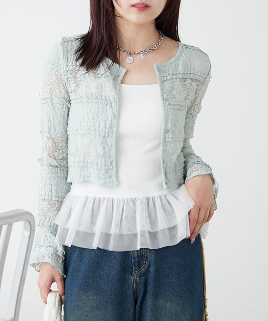 w closet 蕾絲短款罩衫