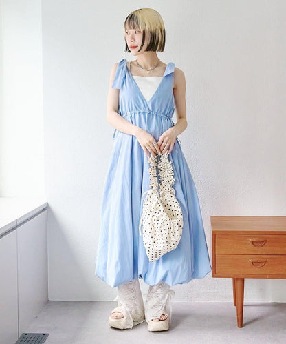 肩部蝴蝶結 蓬鬆廓形 連衣裙