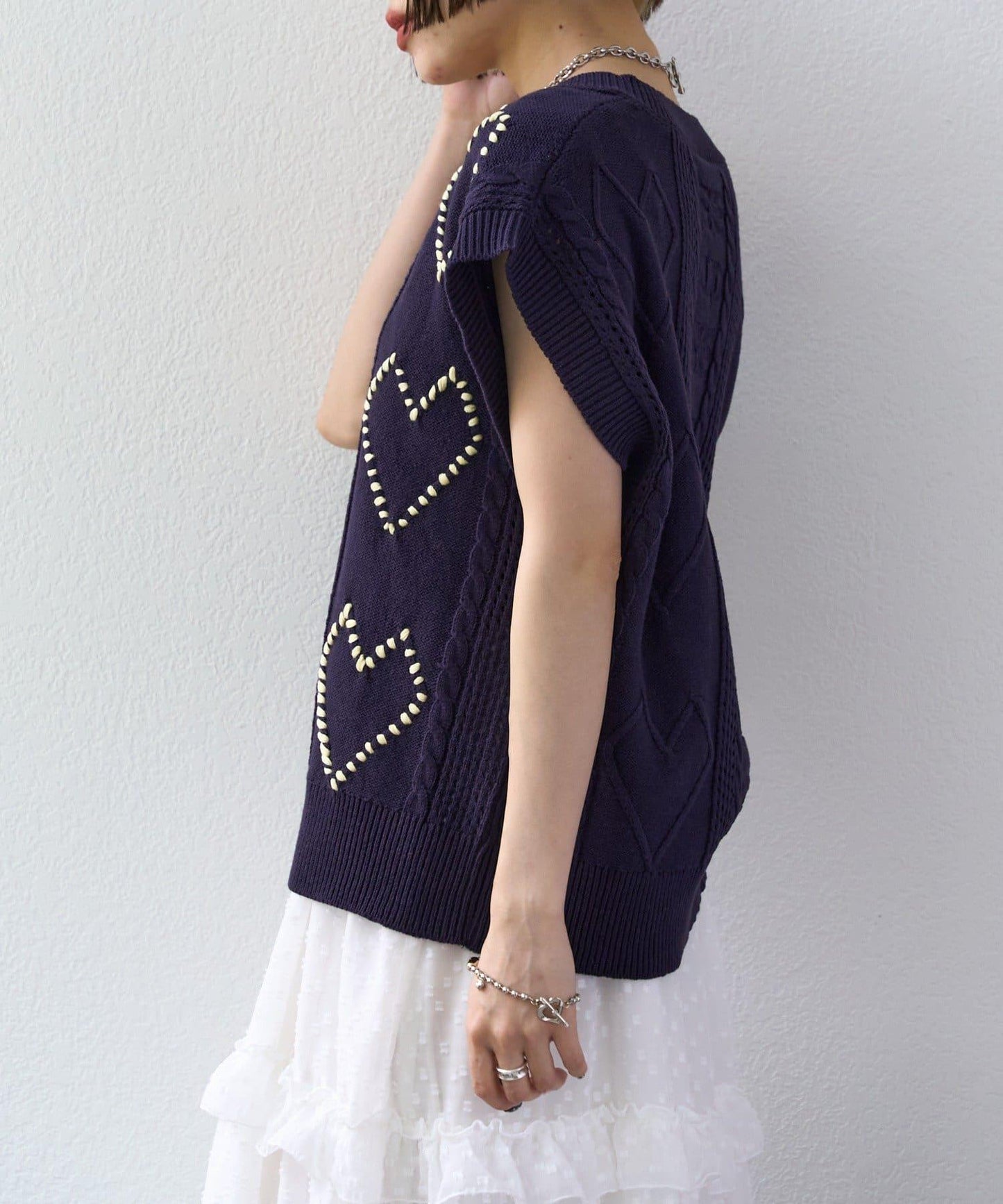 w closet 愛心刺繡 針織背心