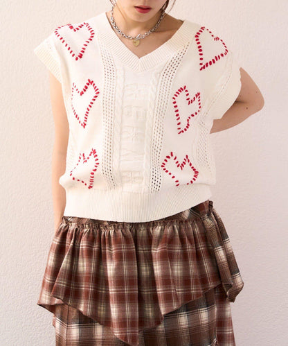 w closet 愛心刺繡 針織背心