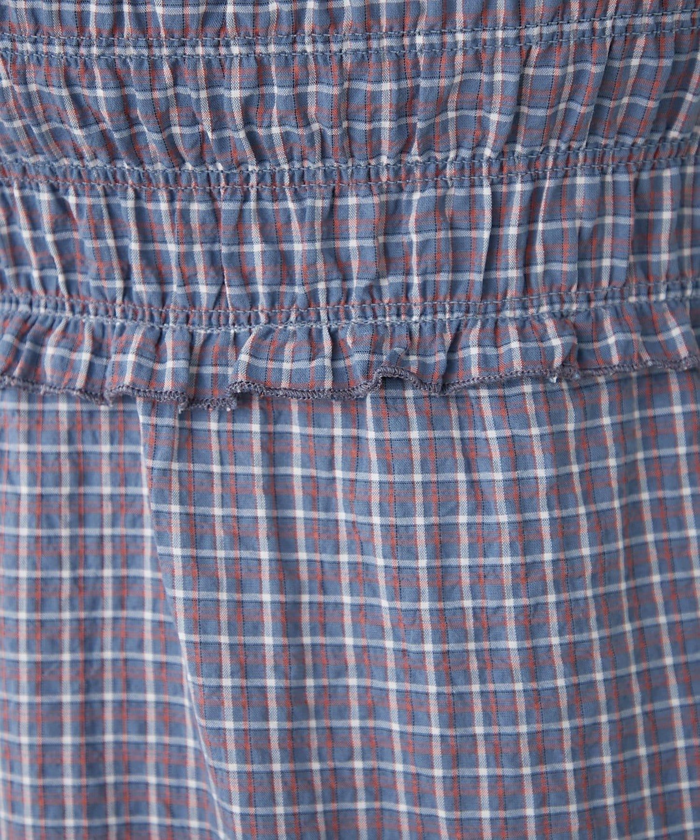 w closet 抽褶格紋吊帶連衣裙