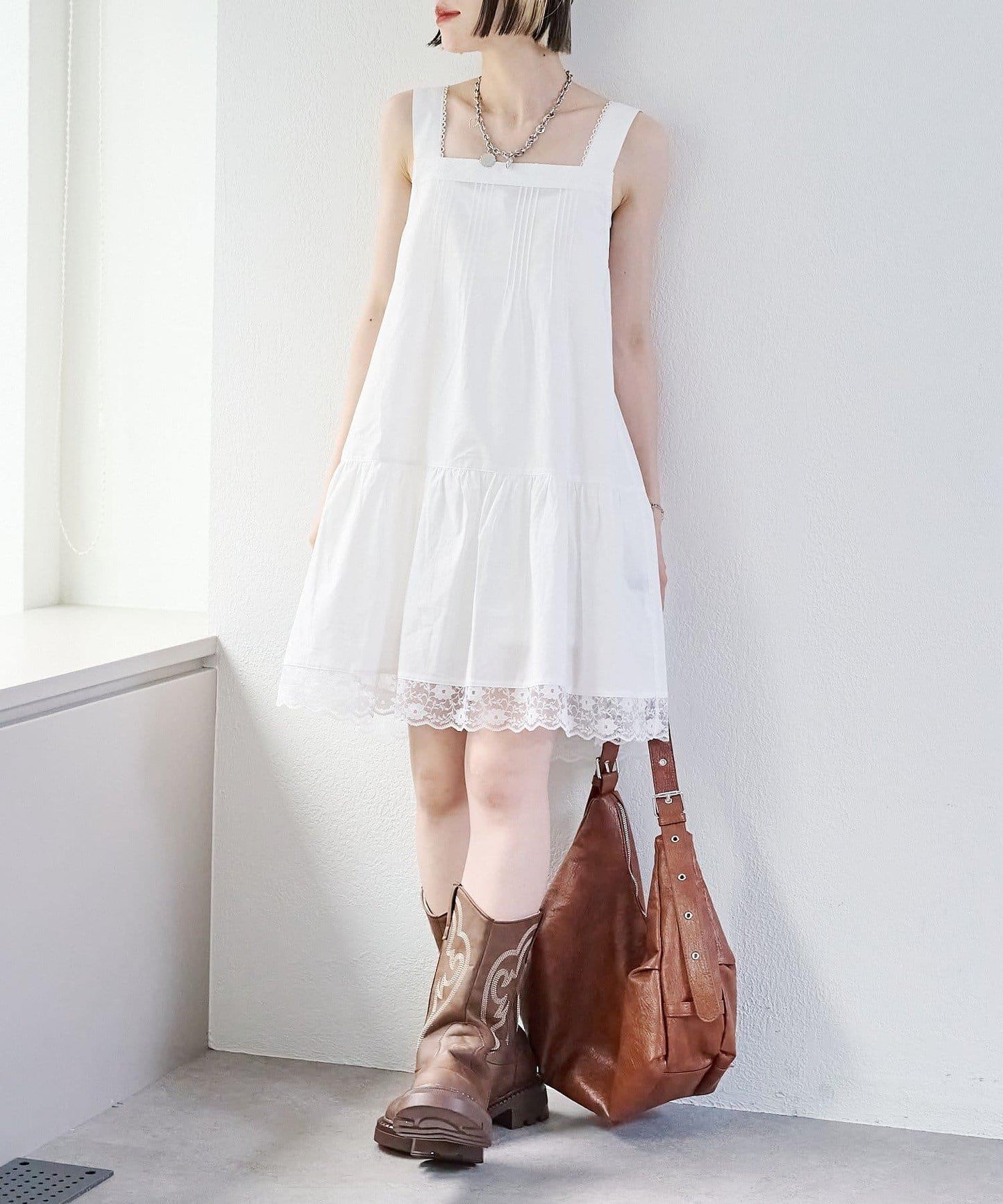 w closet 復古蕾絲迷你連衣裙