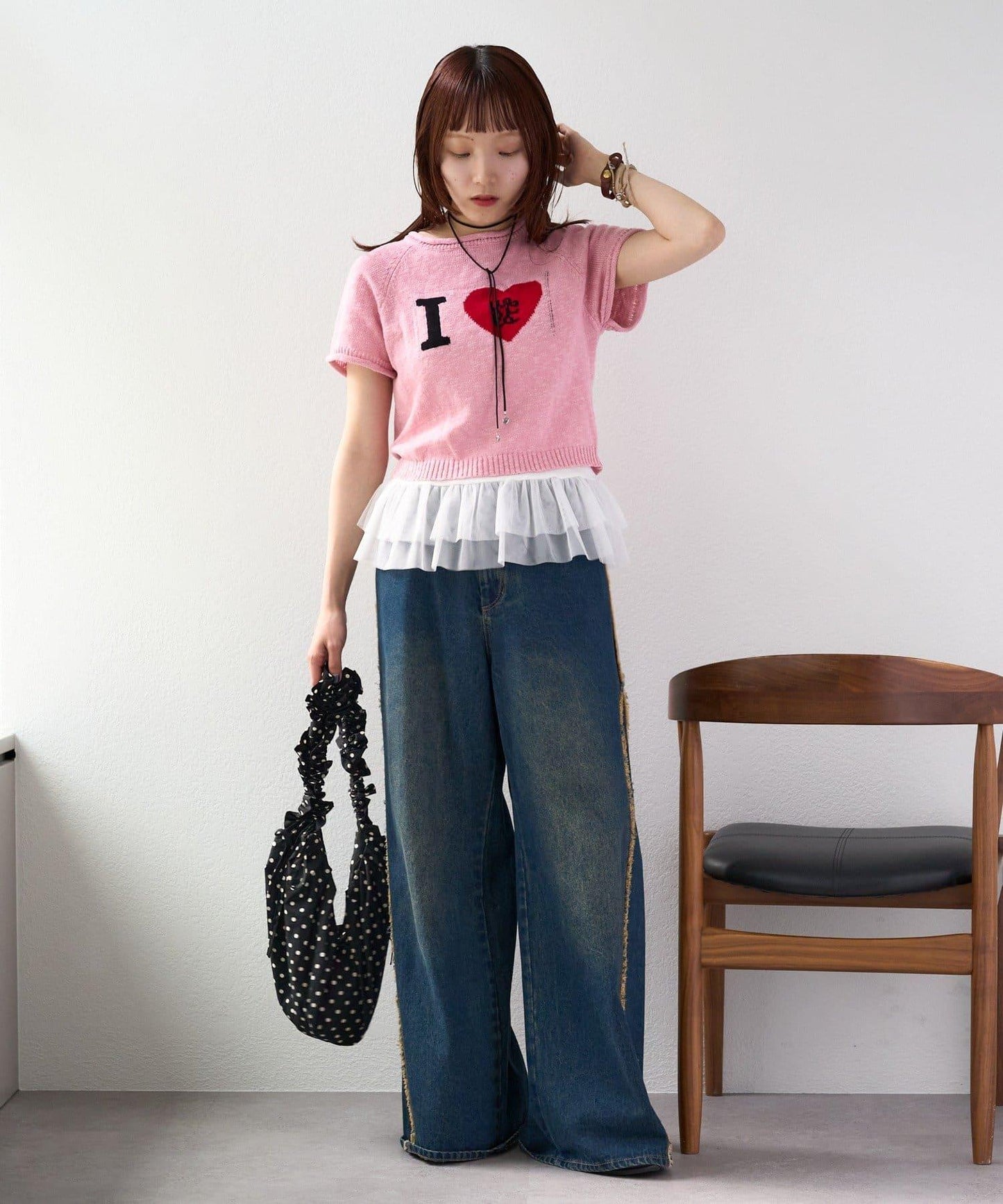 I LOVE 字母針織上衣